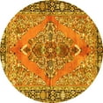 thumbnail image 1 of Ahgly Company Machine Washable Indoor Round Medallion Yellow Traditional Area Rugs, 6' Round, 1 of 4