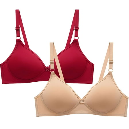 GERsome 2pcs Womens Wireless Comfortable Bra Seamless Bras No Underwire Push Up Deep V Neck Bralettes with Support Size M