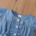 thumbnail image 6 of Girls Dresses Summer Back to School Flutter Sleeve Lace Bowknot Allover Print Casual Dress Size 1-2Y, 6 of 8