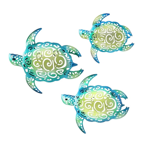 YWMJZEU 3 Pieces Sea Turtle Wall Art Decor Marine Life Theme Wall Decor for Fence Garden Green