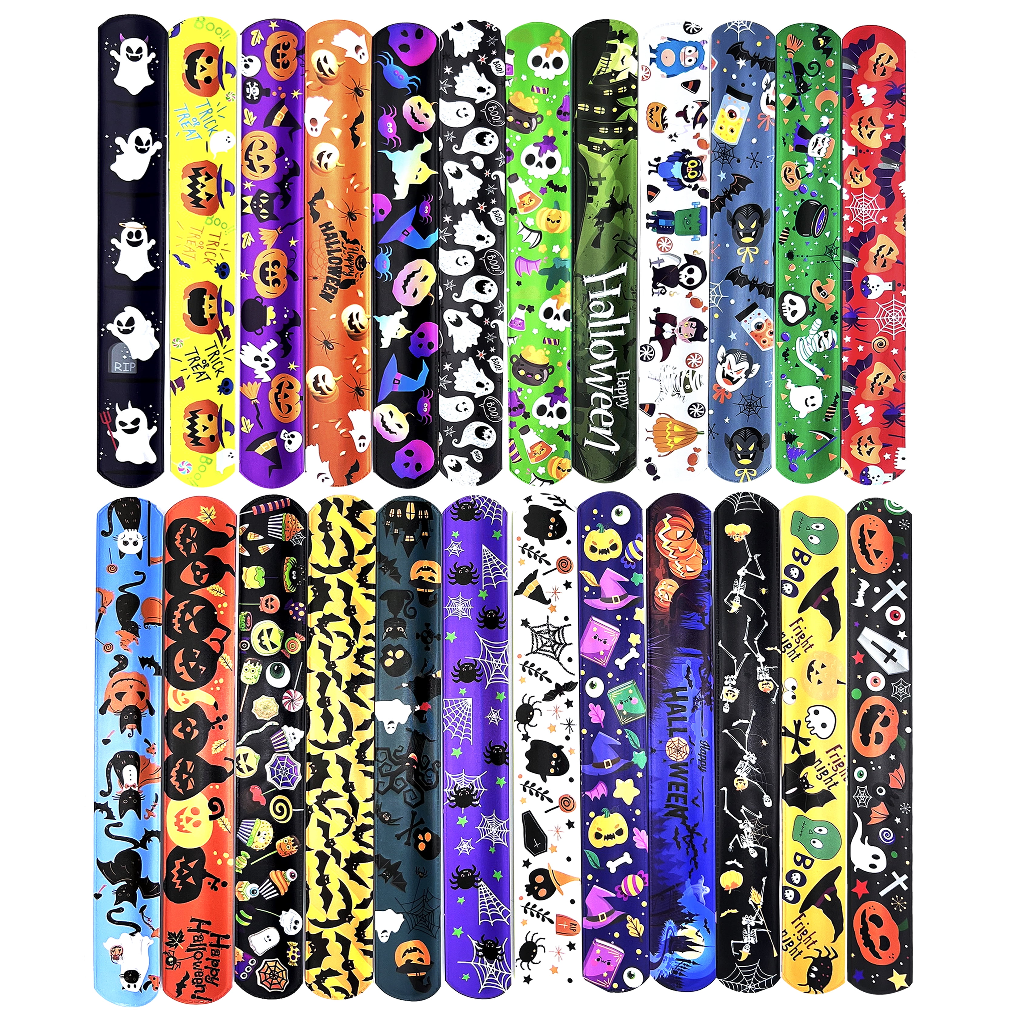 48 Pcs Halloween Slap Bracelets Halloween Party Favors Halloween Treat Bags Gifts
