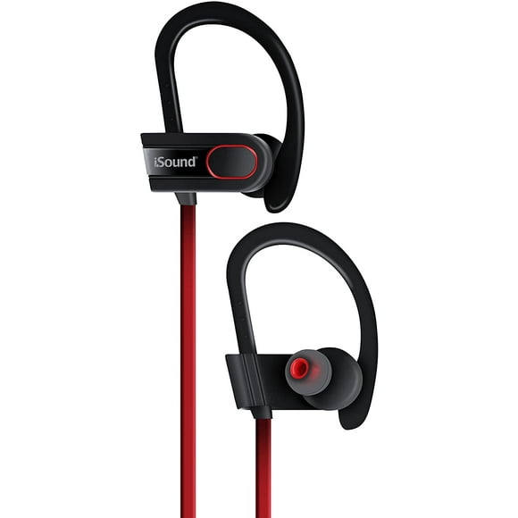 iSound – Casque Bluetooth Sans Fil Ton Sport – Sans Enchevêtrement, avec Micro Intégré et Commandes de Volume – Noir/rouge