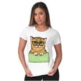 thumbnail image 3 of Cat with Classes Cute Kitty Free Hugs Womens Slim Fit Graphic Tee Brisco Brands X, 3 of 5