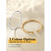 U7 Twisted 14K Gold Plated Bracelet for Women Open Bracelet Jewelry Fashion Solid Cuff Bangle Christmas Birthday Mothers Day Gift