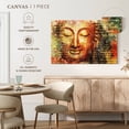 thumbnail image 5 of Elephant Stock Statue Of Buddha Wall Art - Horizontal Canvas Wall Art - Living Room Wall Decor - People Canvas - Gray And Yellow Decor - 12" x 8", 5 of 8