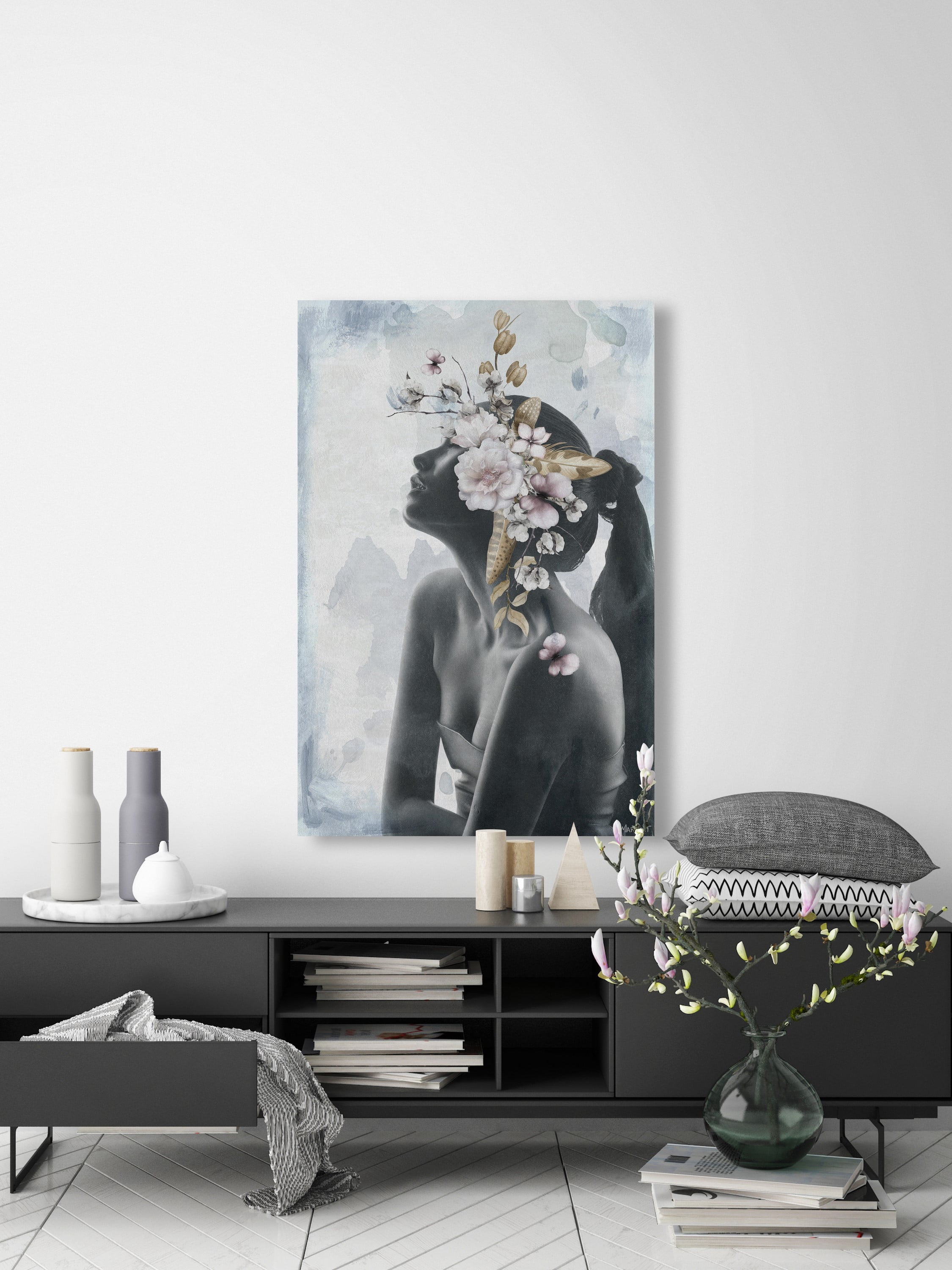 Marmont Hill Floral Headpiece Canvas Wall Art, 24" x 16"