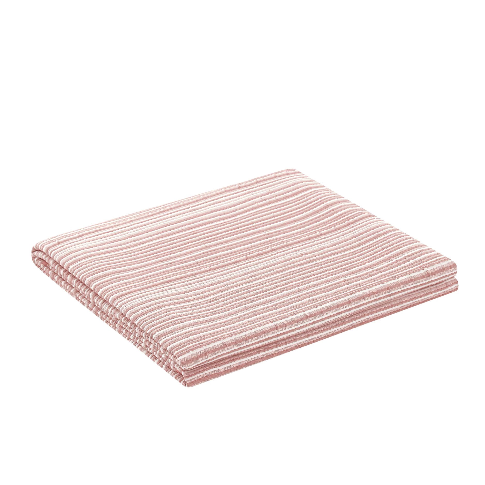 Mainstays Essentials Full/Queen Stripe Quilt, Red Rust Coverlet, Lightweight & Reversible Bedding