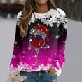 thumbnail image 1 of TIMIFIS Chandail de Noël Surdimensionné pour Femmes, Décontracté et Mignon, Imprimé Flocon de Neige et Verre de Vin Rouge, Col Rond, Chandail à Enfiler, Cadeaux pour Femmes pour Noël, 1 of 5