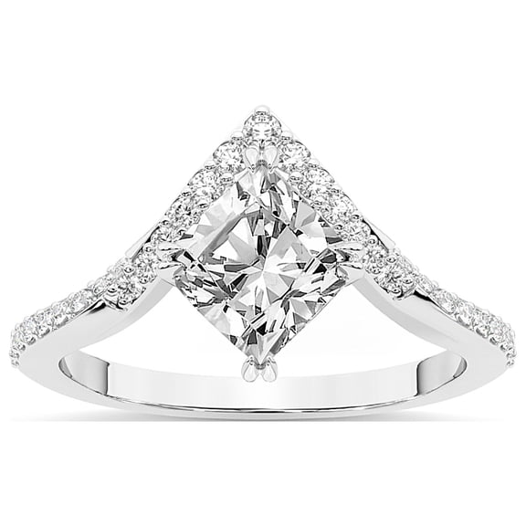 Cushion Shape 2 Carat IGI Certified Lab Grown Diamond Ring | 14K White Gold | Athena Chevron Twist Diamond Ring | FG-VS1-VS2 Quality Friendly Diamonds