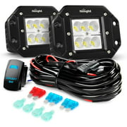 Nilight LED Light Bar 2PCS 18W Flush Mount Flood Led Off Road Lights 12V 5Pin Rocker Switch LED Light Bar Wiring