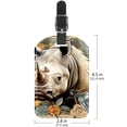 thumbnail image 6 of Square 2Pack PU Leather Abstract Rhinoceros Cruise Luggage Tag with Privacy Cover and Name ID Tag for Travel Handbags Backpacks Luggage Tags, 6 of 6