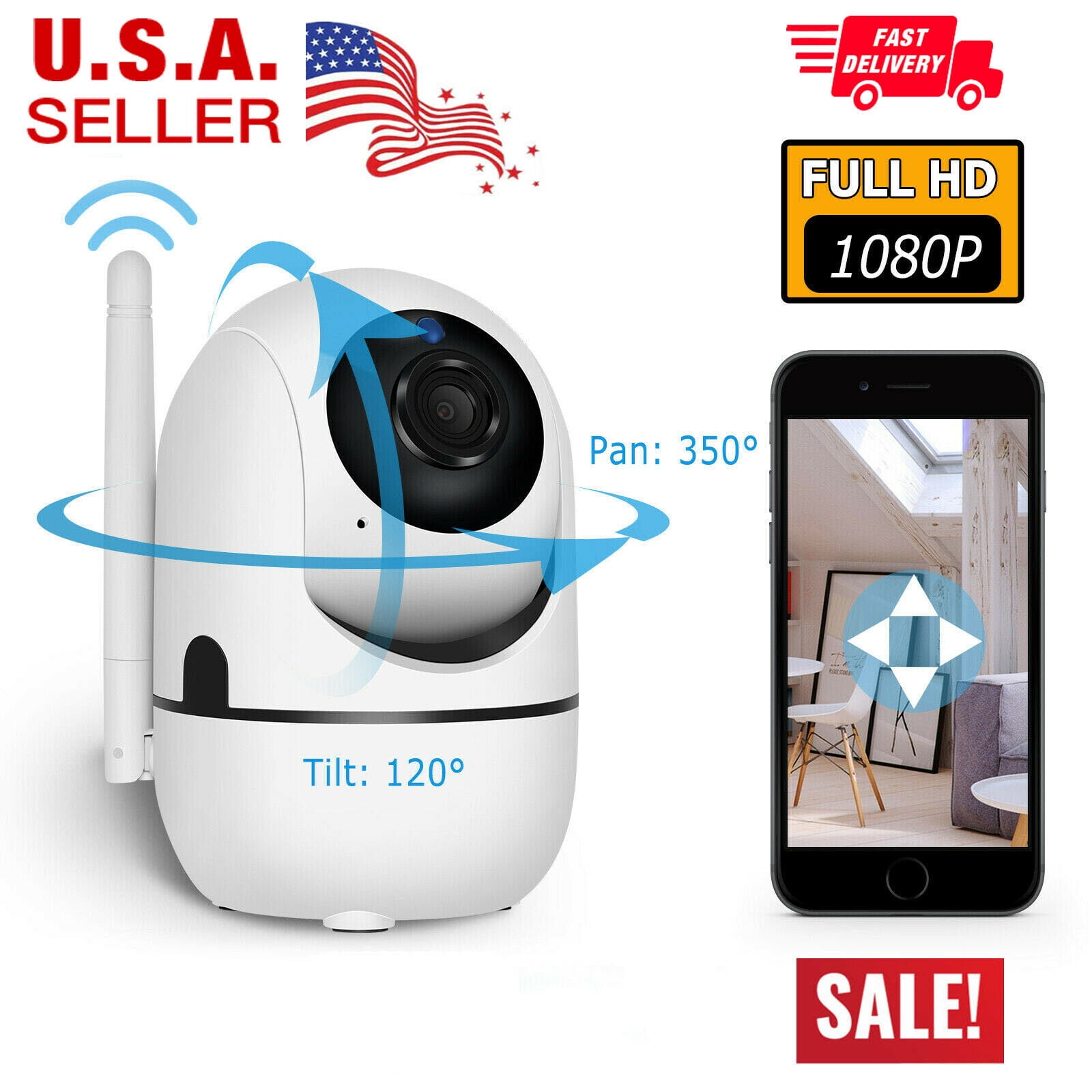 Wifi 1080P Home Security Camera IP Audio Indoor Outdoor Surveillance