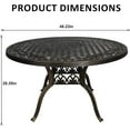 thumbnail image 3 of 48" Round Patio Table for 6 Person Cast Aluminum Bistro Table with Umbrella Hole,Metal Patio Table Outdoor Bistro Dining Table for Garden,Bronze, 3 of 14