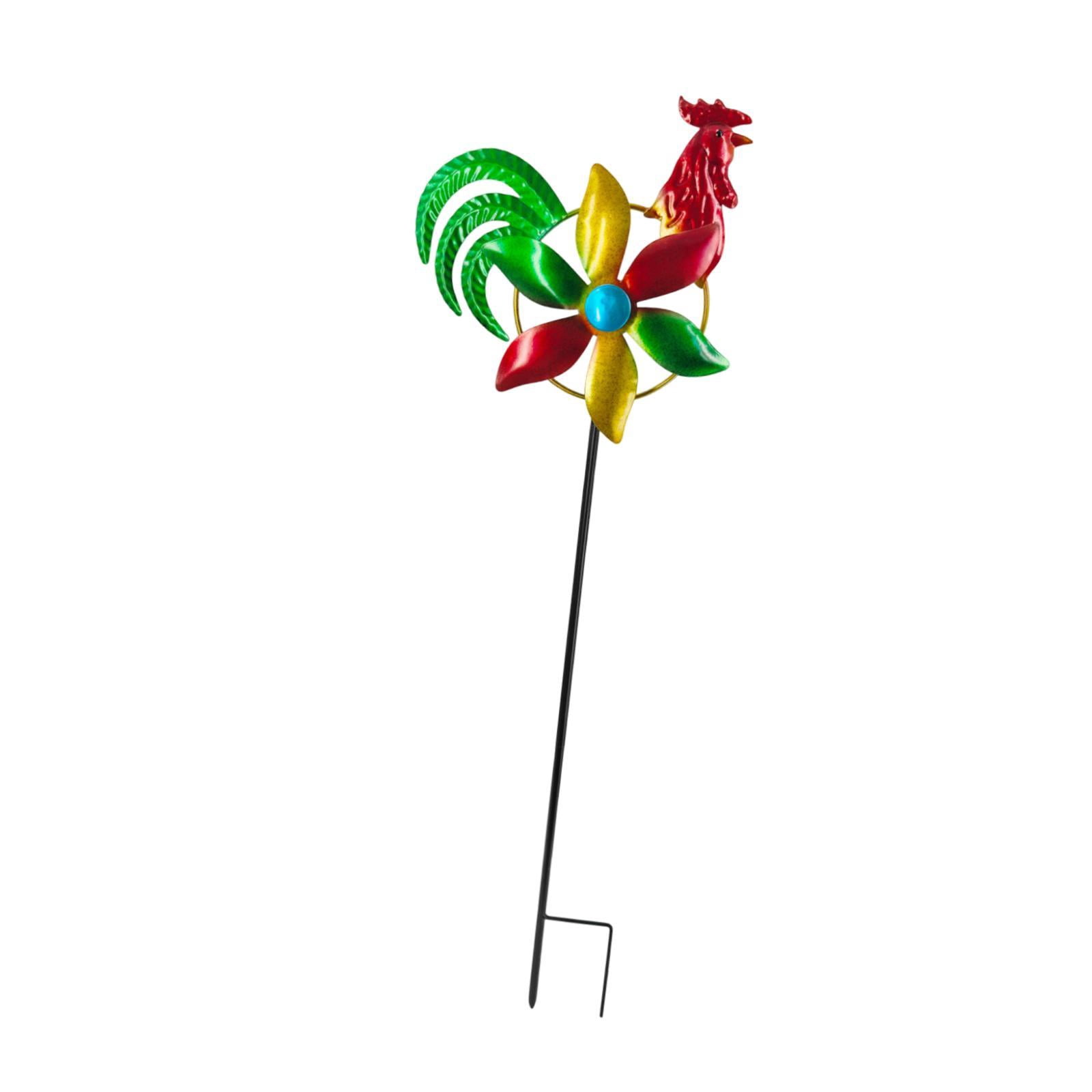 Miulika Wind for Garden Iron Rooster Windmill Ornament Gifts Iron Art Yard Stake Decoration Lawn Ornament for Balcony Outdoor