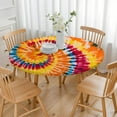 thumbnail image 3 of Colorful Tie Dye Pattern Round Fitted Tablecloth with Elastic Edge,Dining Table Cover Waterproof,Outdoor Round Tablecloth for Camping,Dining,Indoor and Outdoor, 3 of 7