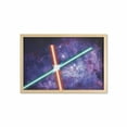 thumbnail image 1 of Galaxy Wall Art with Frame, Futuristic Galaxy ClashThemed Illustration Techonolgy Theme Image, Printed Fabric Poster for Bathroom Living Room, 35" x 23", Red Blue and Black, by Ambesonne, 1 of 2