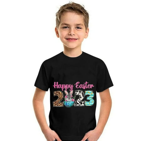 

Cathalem Sleeve Large Easter Day Prints Shirts Toddler Girl Boys Short Sleeve Bunny T Shirt Kids Girls Thermal Undershirts Boys Black 10-12 Years