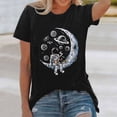 thumbnail image 2 of Trendfront Womens Astronaut Graphic T Shirts Crewneck Short Sleeve Moon Planet Print Loose Fit Space Theme Casual Tee Tops, 2 of 4