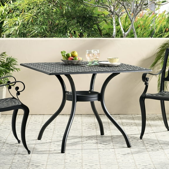39.2" Square Aluminium Table, Black Sand Shade, Patio Addition Sturdiness