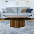 thumbnail image 3 of Jofran Auden 40" Round Mid-Century Modern Fluted Pedestal Base Coffee Table with Caster Wheels, 3 of 11