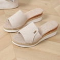 thumbnail image 5 of CYMMPU Women's Open Toe Espadrille Wedge Slide Sandals Slip On Casual Shoes with Decorative Strap for Summer Everyday Wear Beige 39, 5 of 7