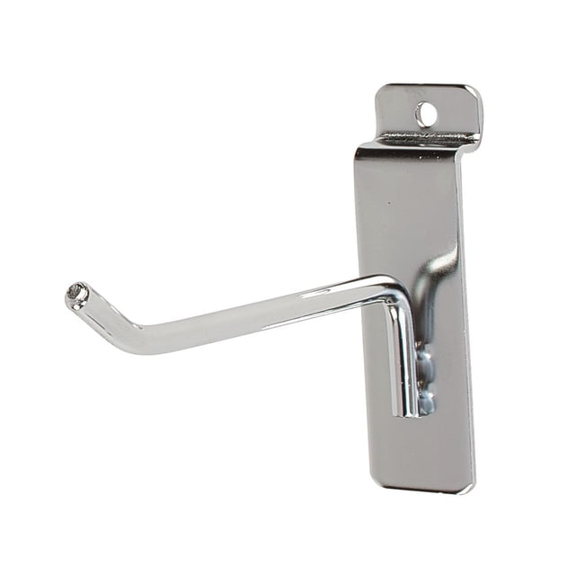 SSWBasics 4 inch Chrome Peg Hook for Slatwall (Slatwall Hooks) - 50 Pack