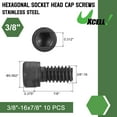 thumbnail image 2 of Uxcell Hex Socket Bolts (3/8"-16x6"), 304 Stainless Steel Hex Socket Drive Screw, Silver Tone, 2 of 6
