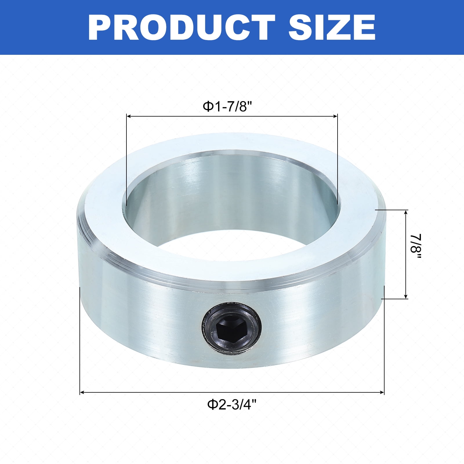 Uxcell 4pack Set Screw Collars 1-7/8" Bore Zinc Plated Steel Shaft Collars, 2-3/4" OD, 7/8" Width Axle Collar Clamp for Linear Rod Shaft Guide