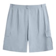 thumbnail image 6 of YOIAVAIOY Men's Shorts Cotton Linen Pleated Shorts Casual High Waisted Summer Lightweight Beach Shorts Fashion Hiking Lounge Shorts Blue XXL, 6 of 6