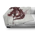 thumbnail image 3 of Dragon Soft Flannel Fleece Throw Blanket, Japanese Dragon Tatsu Folk Noble Monster Theme, Cozy Plush for Indoor and Outdoor Use, 50" x 60", Pale Pink and Burgundy, by Ambesonne, 3 of 6