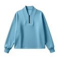 thumbnail image 5 of Long Sleeve Top Women's Sweatshirt Quarter Zip Oversized Drop Shoulde Pullover Top for Weekend Errand Outfit ., 5 of 7