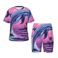 thumbnail image 1 of Fotbe Hawaiian Beach Dolphin Pijama Estampada de 2 Piezas para Niños – Ropa de Dormir de Manga Corta Cómoda para Niños y Niñas, Camiseta y Shorts de Algodón-4X-Large, 1 of 6