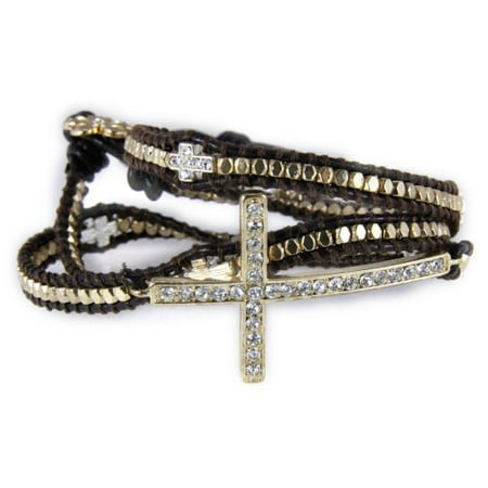 - Leather Cross Wrap Bracelet Christian Fashion Jewelry Religious