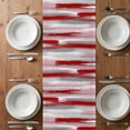 thumbnail image 6 of Red Pink Gray Stripes Table Runner - 36 Inch Long, Kitchen Dining Table Runner Dresser Scarves, Modern Abstract Minimalist Retro Farmhouse Decor for Coffee Tables Wedding Party Banquet, 6 of 8