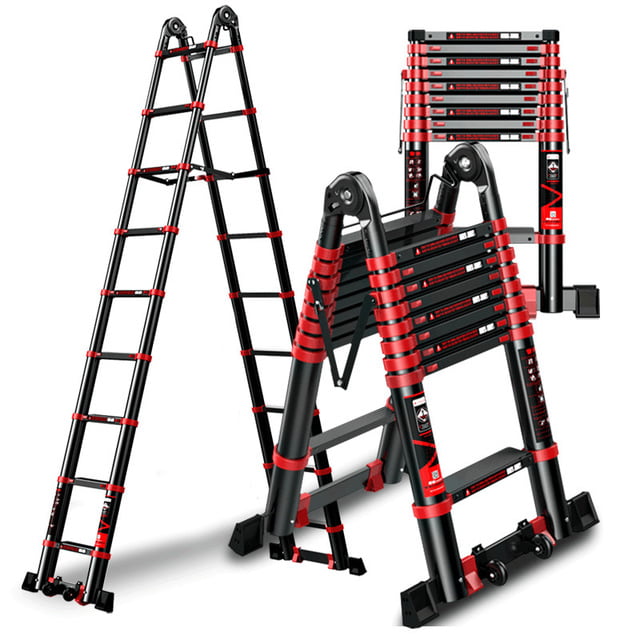 108ft135ft16ft Aluminum Ladder Heavy Duty Telescoping Extension