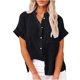 thumbnail image 1 of Tops Para Mujer, Camisas, Blusas, Informal, Con Cuello Levantado, Manga Corta, Color Sólido, Top, Blusa Cárdigan de Un Solo Pecho Con Bolsillos Odeerbi  ODB145758, 1 of 8