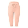 thumbnail image 3 of SnnmBlm Capri Sweatpants for Women Petite Capris for Short Women Plus Size Knee Length Yoga Pants for Women Cotton Mom Gifts Pink 3XL, 3 of 6