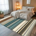 thumbnail image 5 of Turquoise Beige Striped 5x8 Area Rugs, Modern Farmhouse Vertical Stripes Non-Skid Rubber Backing Large Rectangle Rugs - Living Room Bedroom Home Office, Indoor Floor Mat Carpets Washable Rug, 5 of 9