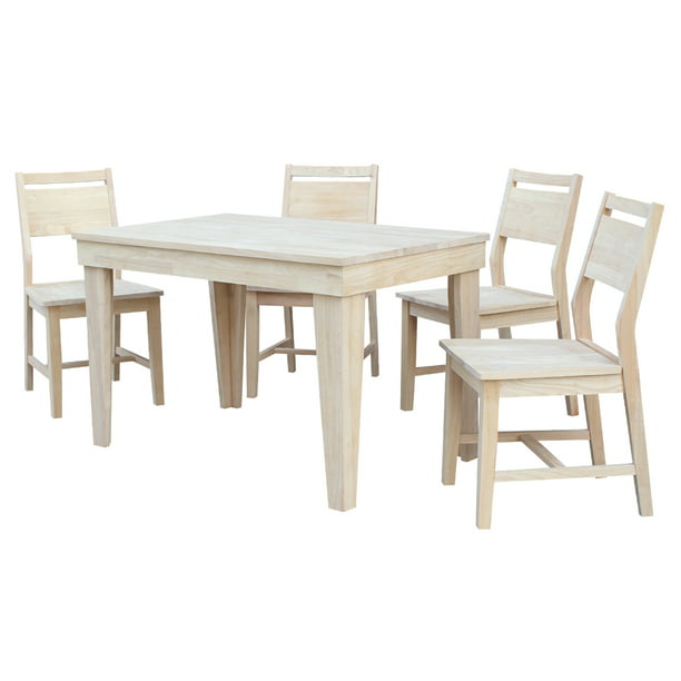 Aspen Solid Wood Dining Table With 4, Unfinished Wood Dining Room Table And Chairs Set