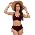 thumbnail image 4 of Wamejoo Women's High Waisted Bikini Set Tummy Control 2 Piece Swimsuit for Women Push Up Twist Front Bathing Suit 2026 (Wine, M), 4 of 9