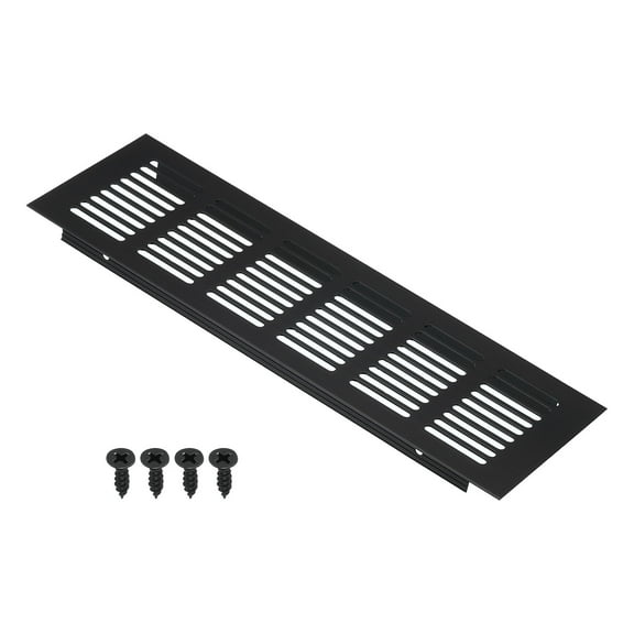 Uxcell 10"x3" Rectangle Air Vent Cover Door Grille Ventilation Cover Louvered with Screws for Cabinet Black