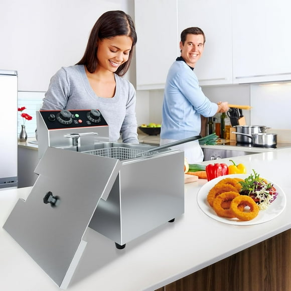 Historyli Freidora eléctrica comercial de 8 L con 1 cesta,de acero inoxidable,para uso doméstico,con temperatura ajustable,ideal para la cocina.