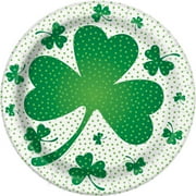 7" Lucky Shamrock St. Patrick's Day Paper Dessert Plates, 8ct