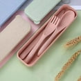thumbnail image 5 of 4 Sets Wheat Reusable Spoon Forks Tableware Portable Cutlery for Kids Adult Travel Picnic Camping, 5 of 5