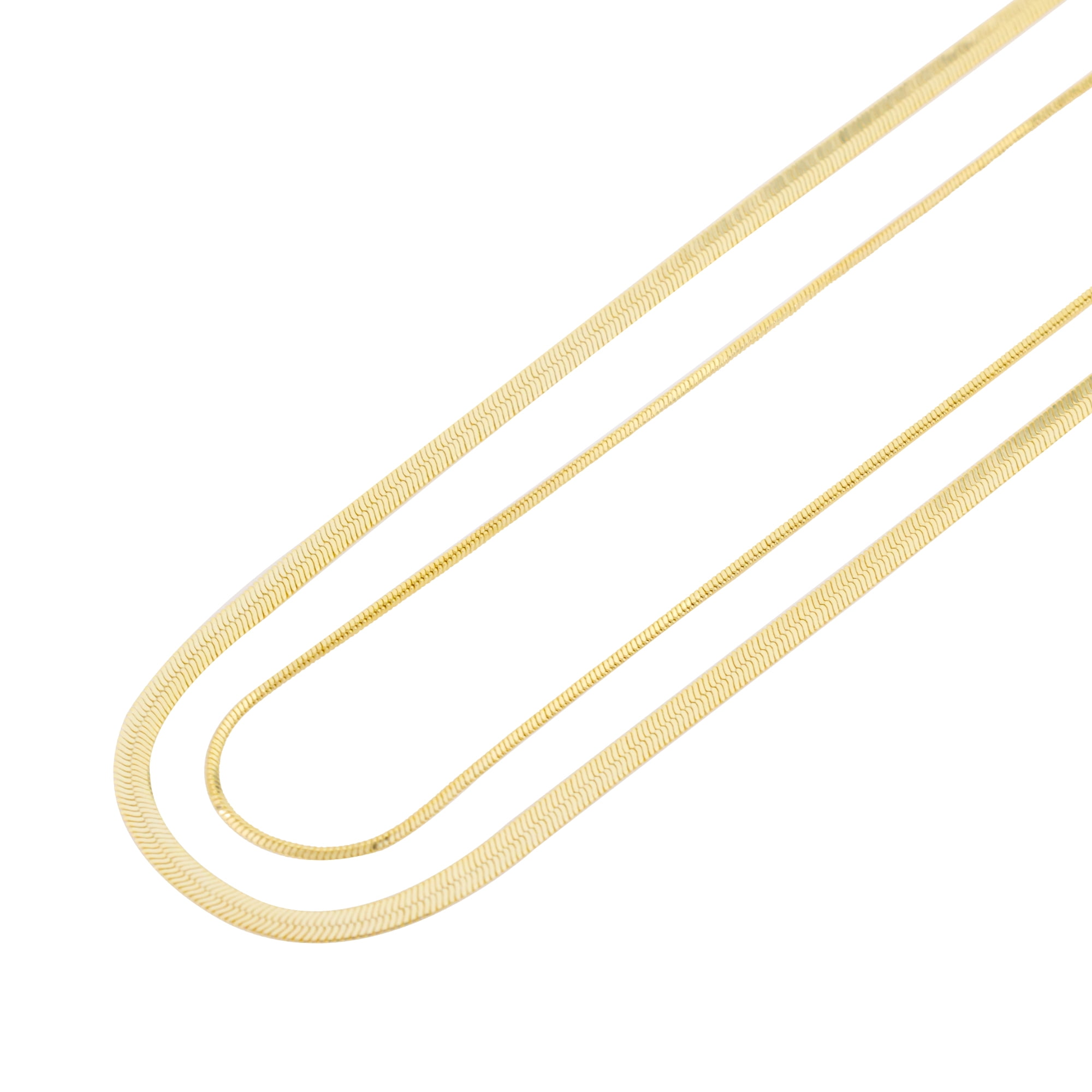 Free Assembly Women's Demi Fine 14K Gold Plated Herringbone Layered Necklace Set, 15" + 2" Extender; 16" + 2" extender, 2-Pieces