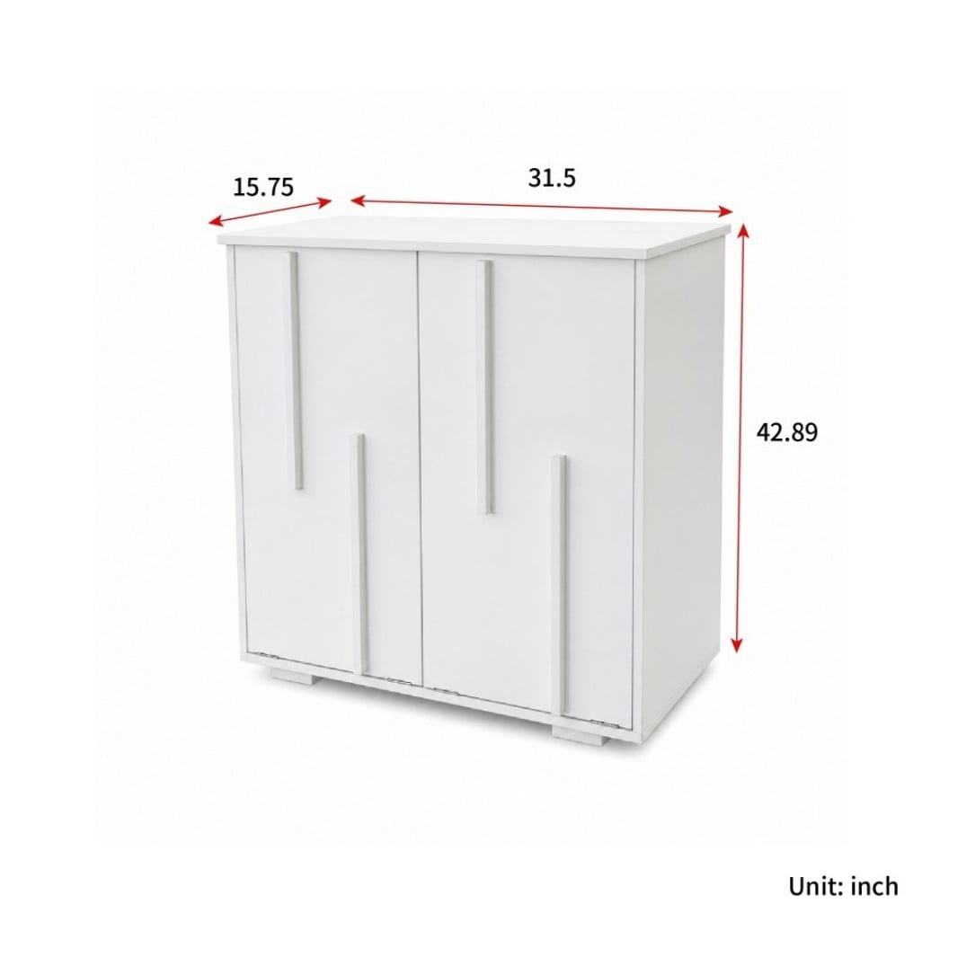 Laundry Cabinet with 2 Removable Liner Bags, Double Laundry Hamper with Sorting Compartments, Fluted Doors, Freestanding Laundry Storage Cabinet, White