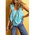 thumbnail image 5 of Women's Sky Blue Tribal Pattern Ruffled Tank Top - Bohemian Style | [ZhiHiMeRi] | (US 12-14)L, 5 of 12