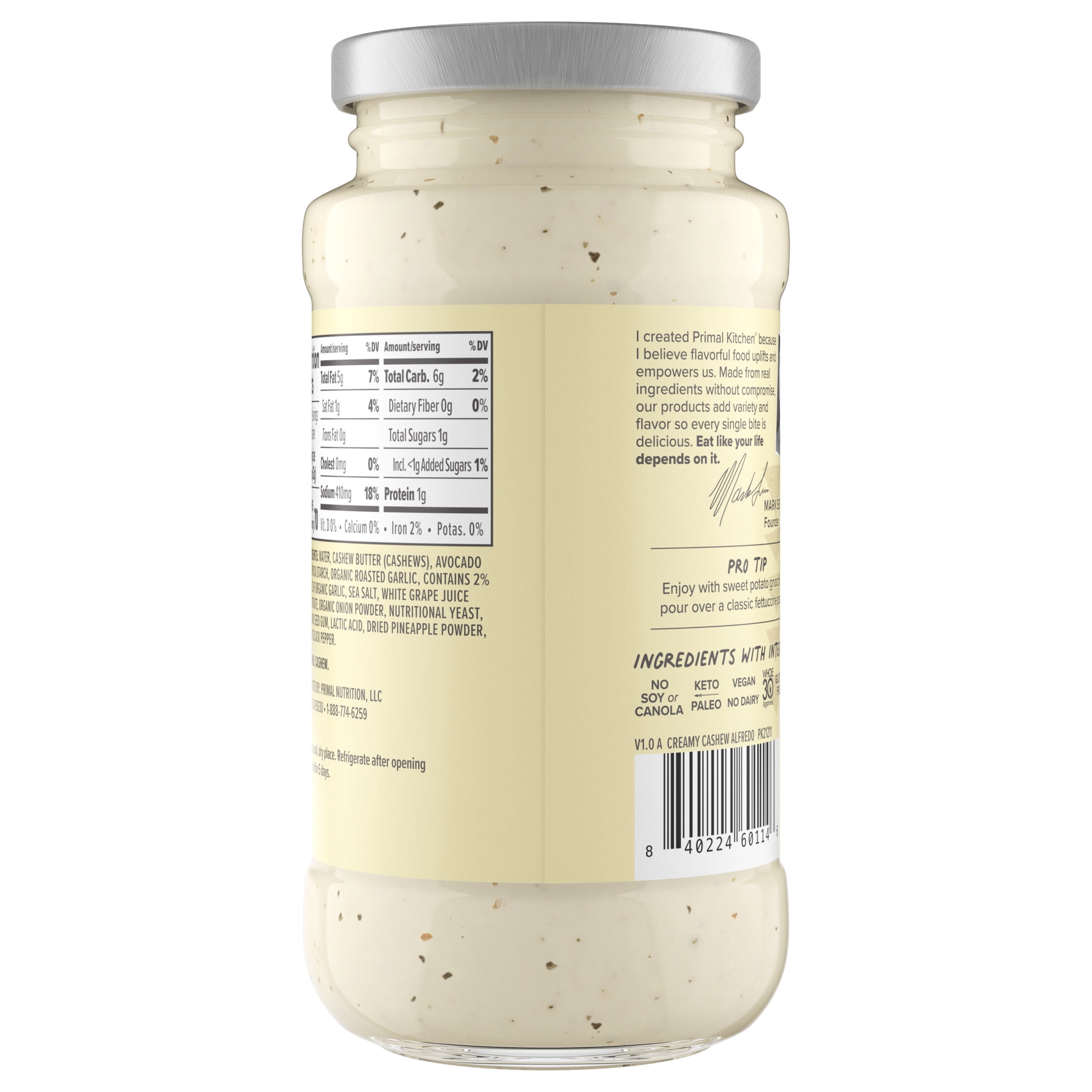Primal Kitchen Creamy Cashew Alfredo, 16 oz