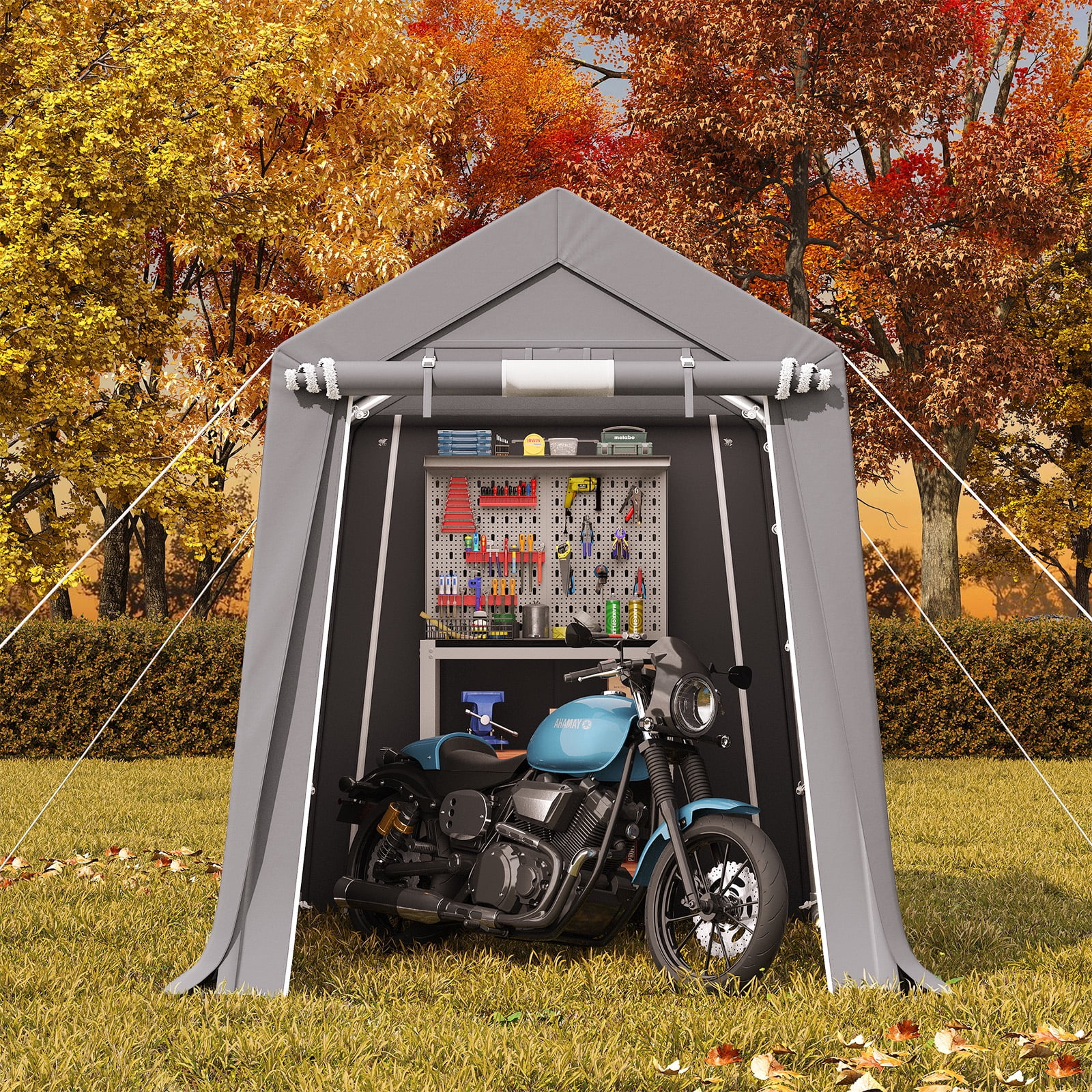 Erommy 6x8 FT Outdoor Storage Shed, All-Weather Portable Shed with