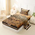 thumbnail image 2 of Castle Fairy Vintage Animal Bear Twin Sheets 3pcs for Teens,Bohemian Aztec Mountain Bedding,Brown Gold Cream,1 Fitted Sheet, 1 Flat Sheet and 1 Pillowcase, 2 of 6